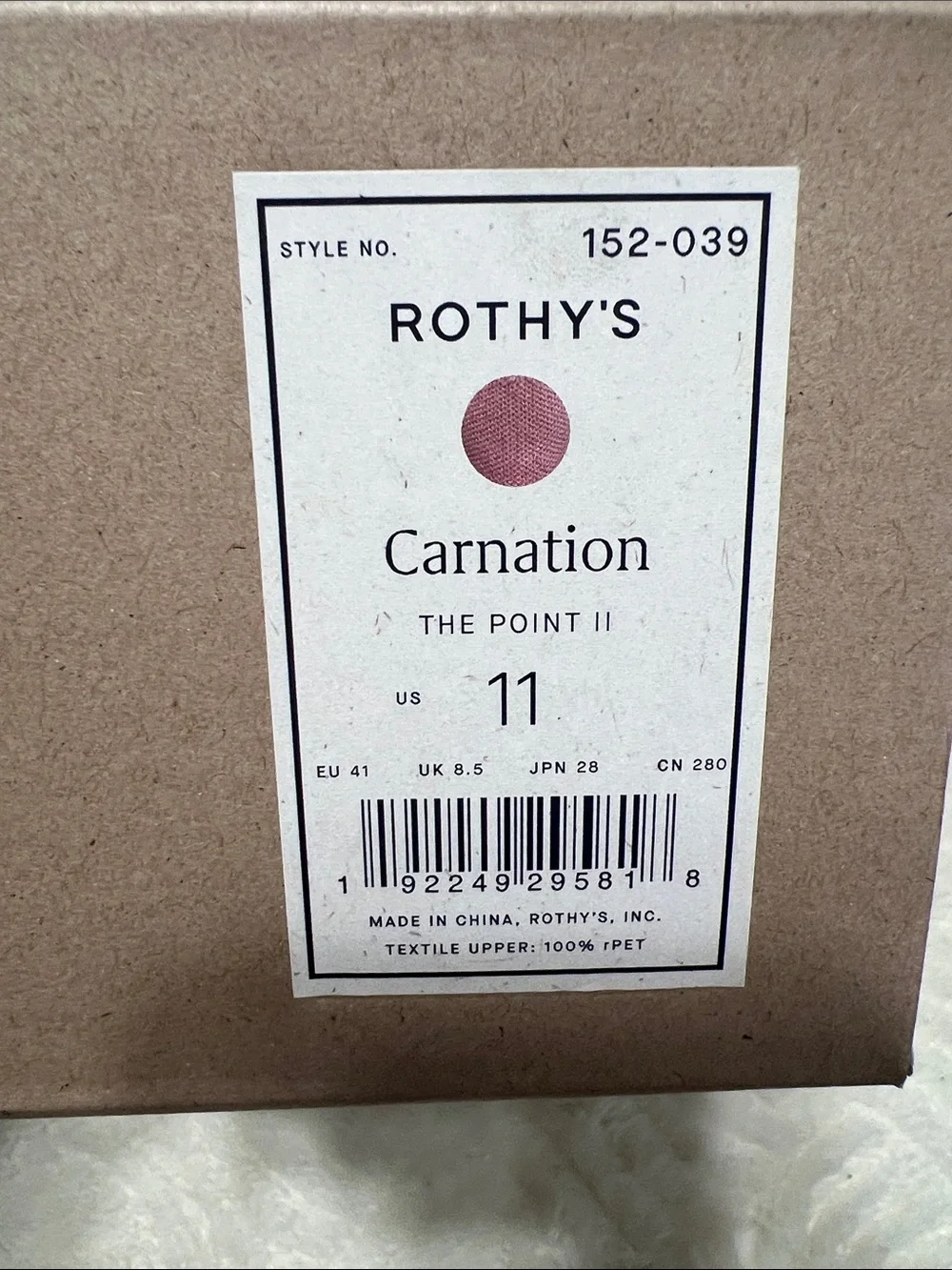 Rothy’s The Point II Flats – Carnation Pink – Size 11 NIB